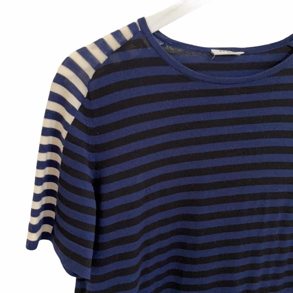 Akris Punto Short Sleeve Mixed Stripe Peplum Top SZ 6 - Picture 6 of 13